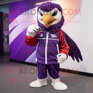Purple Falcon maskot kostym...
