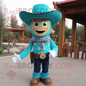 Turkis Cowboy maskot drakt...