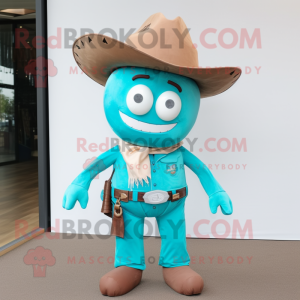 Turkis Cowboy maskot drakt...