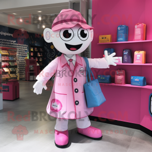 Pink Doctor mascot costume character dressed with a Playsuit and Tote bags