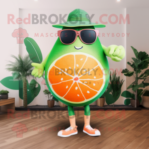 Forest Green Grapefruit mascot costume character dressed with a Swimwear and Sunglasses