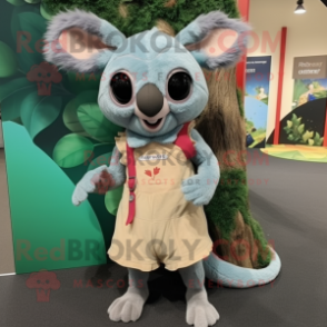 Olive Aye-Aye mascot costume character dressed with a Wrap Dress and Suspenders