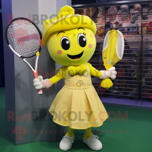 Geel tennisracket mascotte...