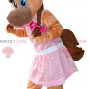 Mascota del caballo marrón y potro femenino - Redbrokoly.com