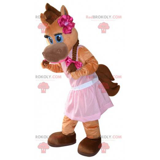Mascota del caballo marrón y potro femenino - Redbrokoly.com