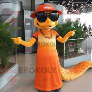 Orange Python maskot kostym...
