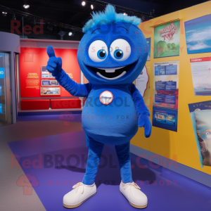 Blue Pad Thai mascot costume character dressed with a Bodysuit and Lapel pins