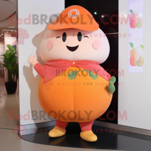 Peach Squash mascot costume character dressed with a Jeggings and Brooches