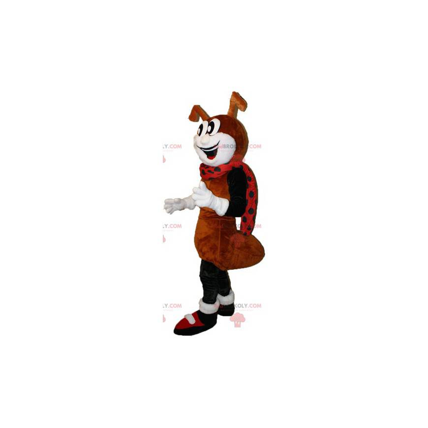 Mascot brown white and black ant - Redbrokoly.com