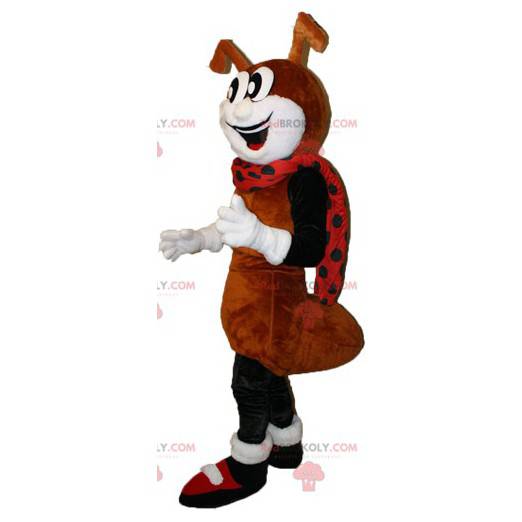 Mascot brown white and black ant - Redbrokoly.com