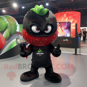 Svart Strawberry maskot...