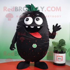 Svart Strawberry maskot...