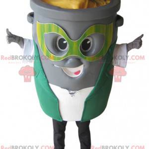 Grijze vuilnisbak mascotte - Redbrokoly.com