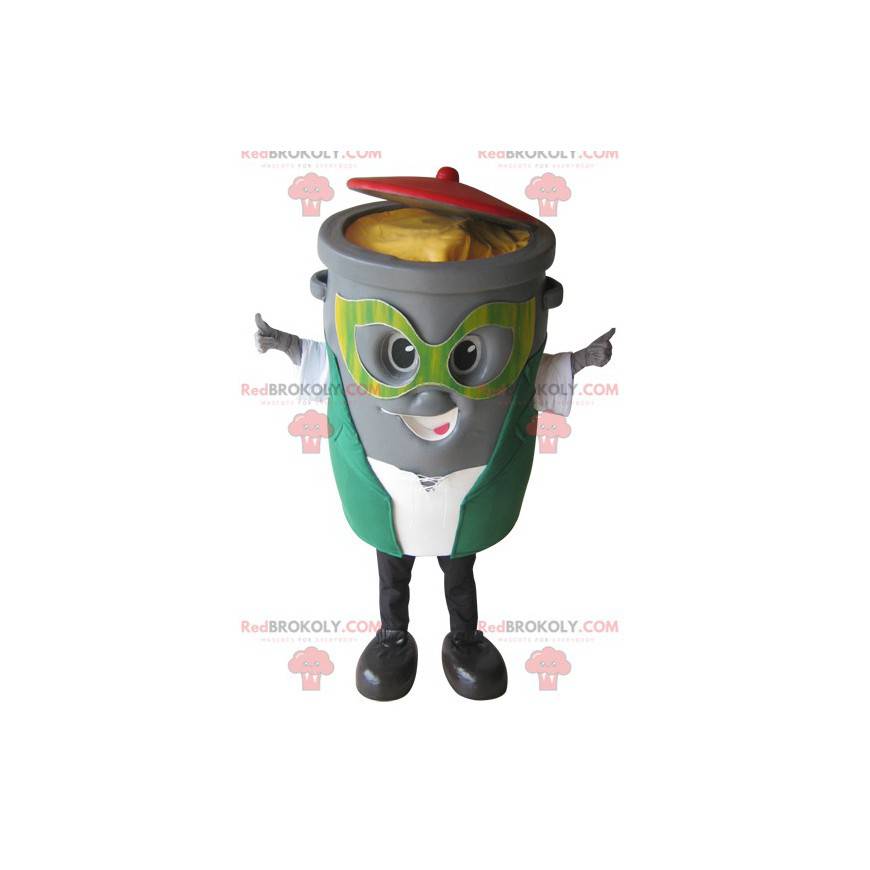 Grå skraldespand maskot - Redbrokoly.com