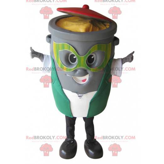 Mascotte de poubelle de benne à ordures grise - Redbrokoly.com