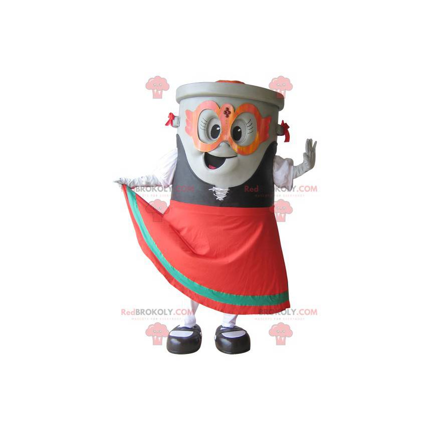Gray dumpster trash mascot - Redbrokoly.com