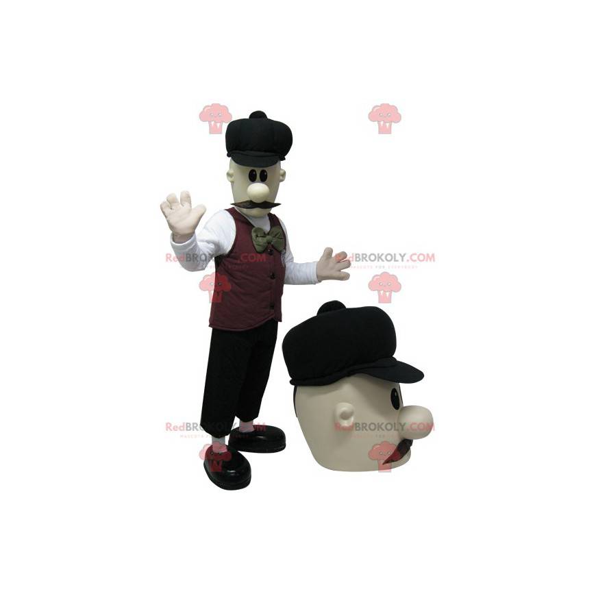 Mascotte zeer elegante man met snor. Engelse mascotte -