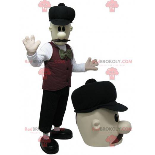 Mascot hombre bigotudo muy elegante. Mascota inglesa -