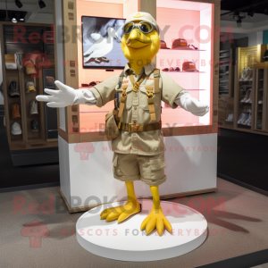 Gold Pigeon maskot kostume...