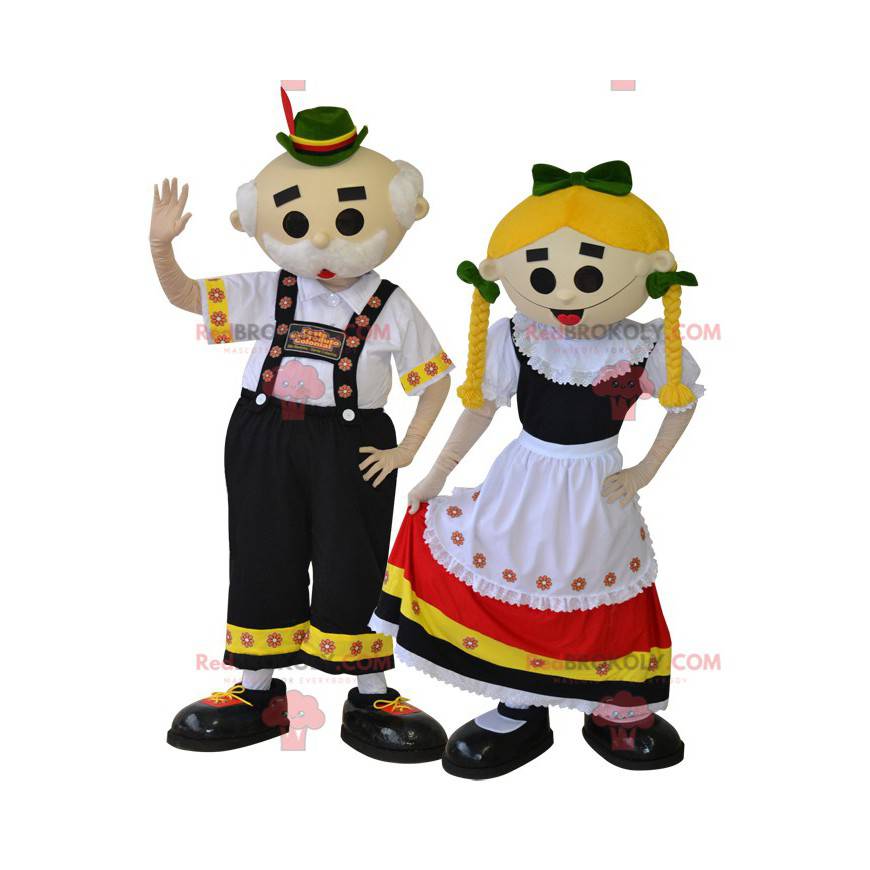 2 mascotes tiroleses. Casal de mascotes tradicionais -