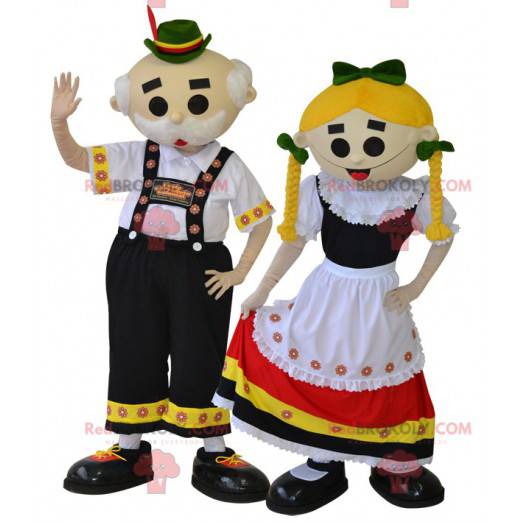 2 mascotes tiroleses. Casal de mascotes tradicionais -