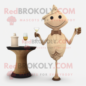 Beige Hourglass mascot costume character dressed with a Cocktail Dress and Earrings