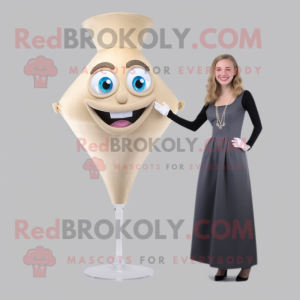 Beige Hourglass mascot costume character dressed with a Cocktail Dress and Earrings