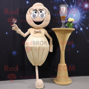 Beige Hourglass mascot costume character dressed with a Cocktail Dress and Earrings