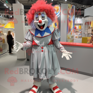Gray Clown mascot costume character dressed with a Culottes and Messenger bags