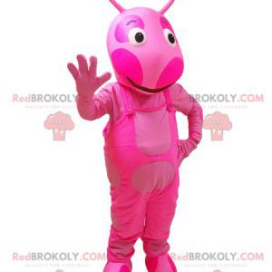 Pink creature insect mascot with antennae - Redbrokoly.com