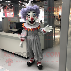 Grå Clown maskot kostym...