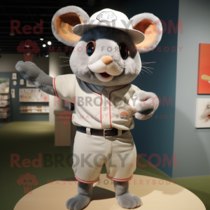 Gray Dormouse mascot costume character dressed with a Baseball Tee and Cummerbunds