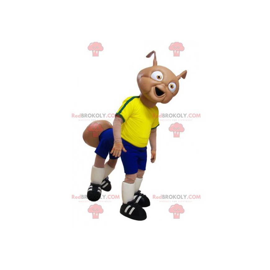 Mascote do inseto vestido como um jogador de futebol de quatro