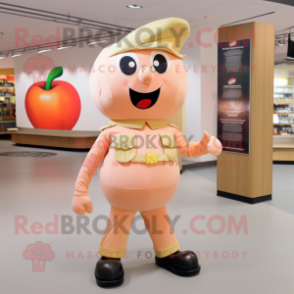 Peach Soldier mascot costume character dressed with a Chinos and Tie pins