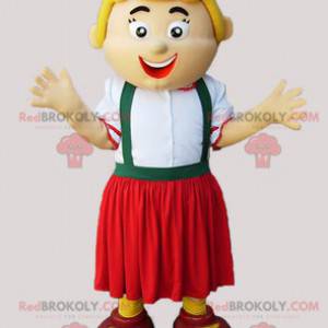 Blonde vrouw mascotte in zipline-outfit - Redbrokoly.com