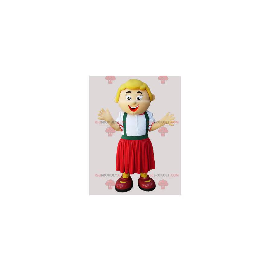 Mascot mujer rubia en traje de tirolesa - Redbrokoly.com