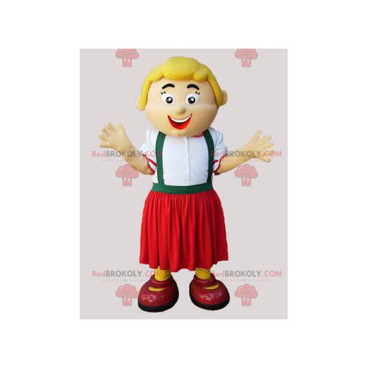 Mascotte de femme blonde en tenue de Tyrolienne - Redbrokoly.com