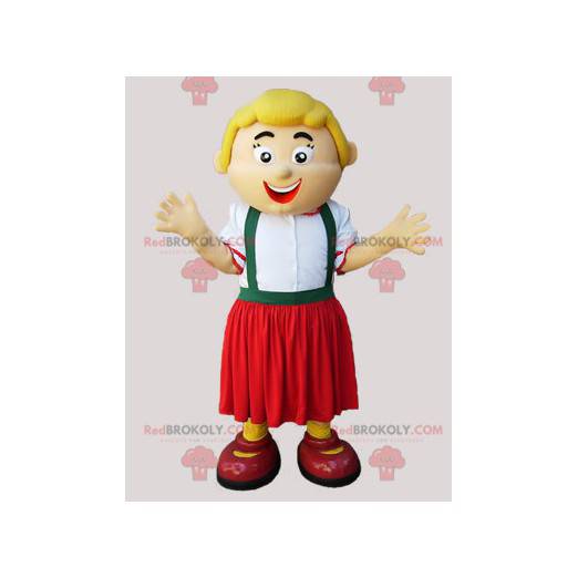 Maskot blond kvinna i zipline outfit - Redbrokoly.com