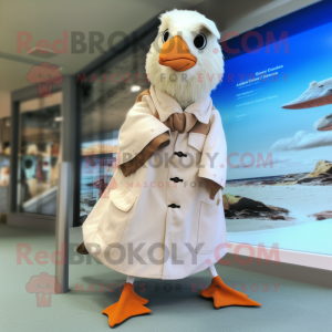 Tan Seagull maskot kostume...