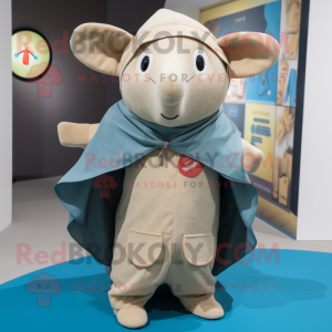 Tan Ray mascot costume character dressed with a Dungarees and Shawls