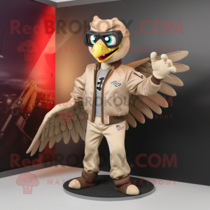 Beige Hawk maskot drakt...