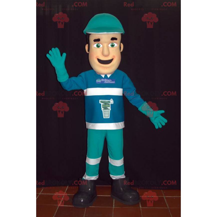 Garbage collector mascotte operaio di detergente -
