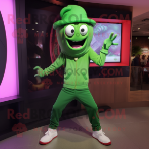 Green Medusa mascot costume character dressed with a Jeggings and Caps