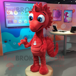 Red Seahorse maskot kostume...