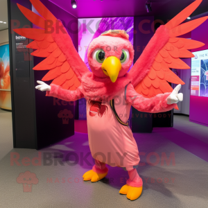 Pink Hawk maskot kostym...