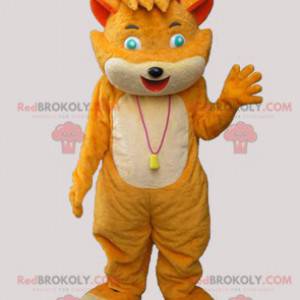 Soft and flirtatious orange and beige cat mascot -