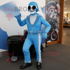 Sky Blue Mime maskot kostym...