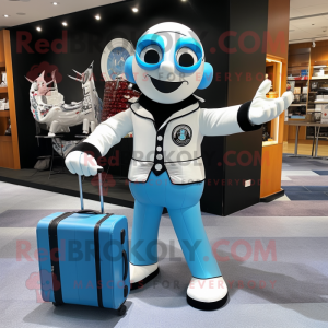 Sky Blue Mime maskot kostym...