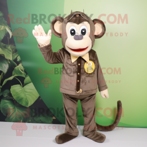 Olive Monkey mascot costume character dressed with a Suit Pants and Rings