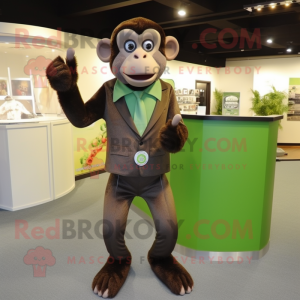 Olive Monkey mascot costume character dressed with a Suit Pants and Rings